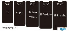 苹果 iPhone 12/Pro/Pro Max、iPhone 11 Pro/Max 屏幕尺寸 / 刘海对比图曝光
