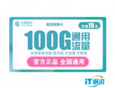 【手慢无】移动青静卡 19元/月100G全国流量 只需1元